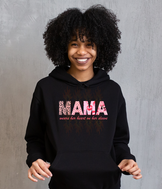 Mama Wears Heart on Sleeve DTF Transfer
