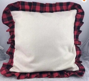 Buffalo Plaid Ruffle Pillow Cover - Pillow Sham only - Sublimation or Heat Transfer