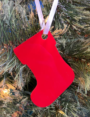 Acrylic Red Stocking Ornament