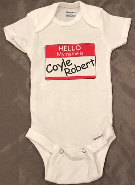 Hello My Name Is Personalized Onesie