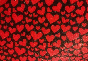 Red/Black Hearts Glitter Pattern 12”x20” Sheet HTV